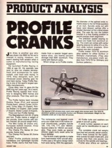 Aug 82 BMX Action - Product Analysis Profile Cranks 1