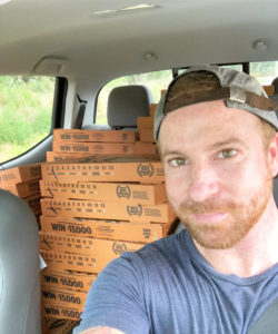 Me heading to the woods for the Pizza jam, with 50 pizzas in my truck. 