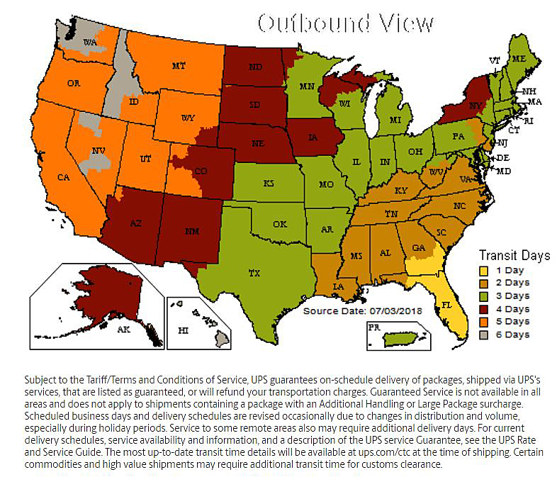 UPS Ground Map