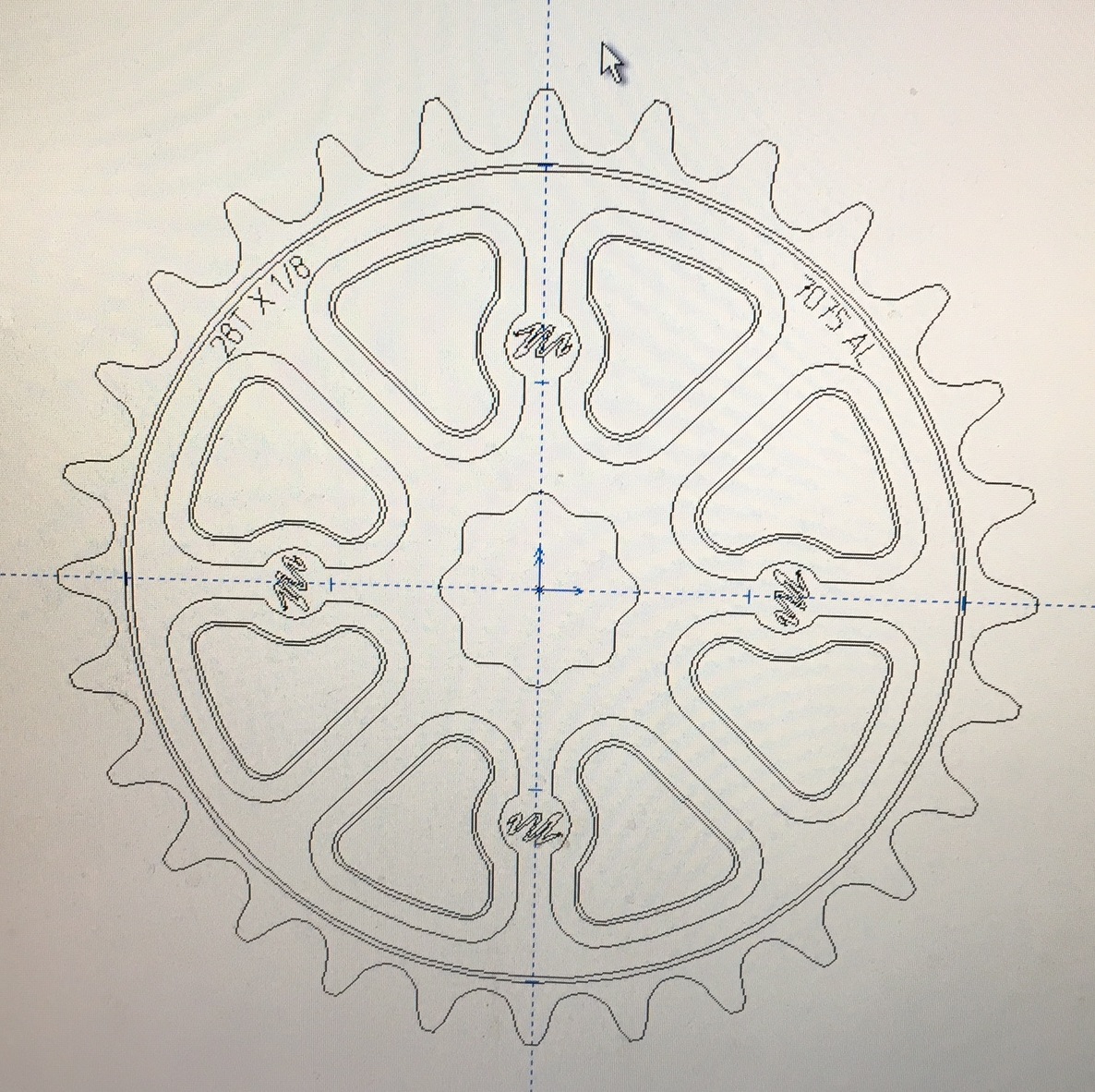 The Original CAD drawing of the Madera Helm Spline Drive Sprocket.